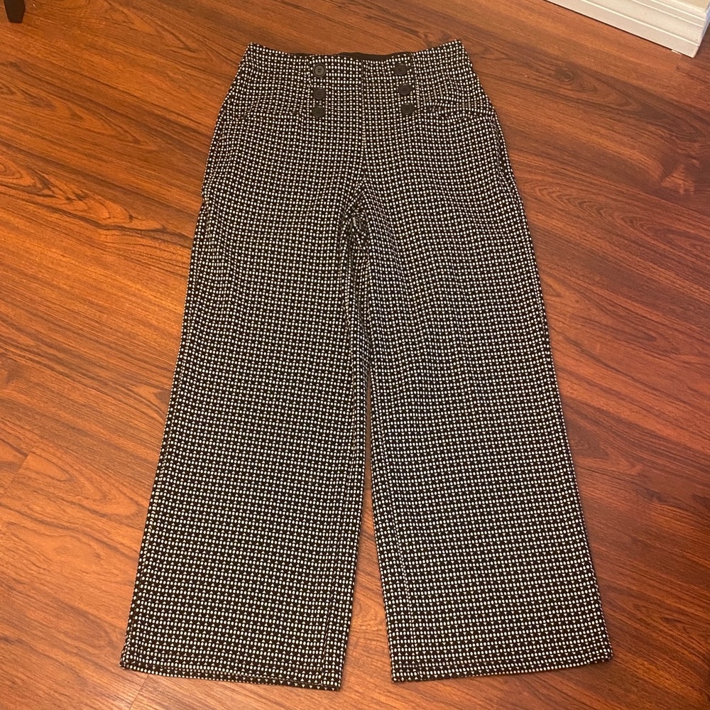 Max Studio Wide Leg Pants Medium Boho Geometric Print High Waist Button Detail - Picture 4 of 9